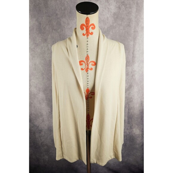DKNY Womens Beige Cardigan Knit Sweater Open Front Long Sleeve Sz XS - Picture 1 of 10